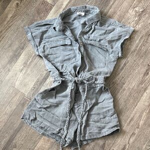 Gray Short Sleeve Romper